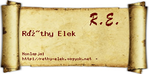 Réthy Elek névjegykártya